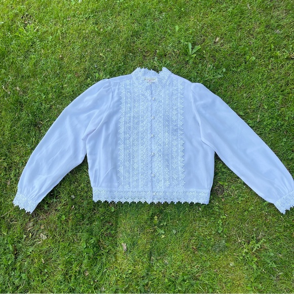 Vintage Brownstone Studio boho victorian lace pearl button blouse top Size 14 - Picture 2 of 14